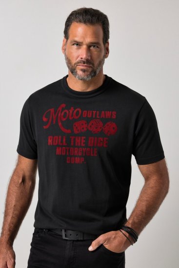 JP1880 851002 T-Shirt mit Brustprint Schwarz TALL - TALL T-shirts - T-Shirts Überlänge Herren