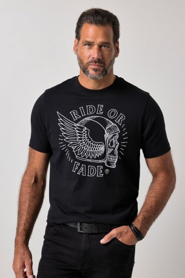 JP1880 851008 T-Shirt mit Brustprint Schwarz TALL - TALL T-shirts - T-Shirts Überlänge Herren