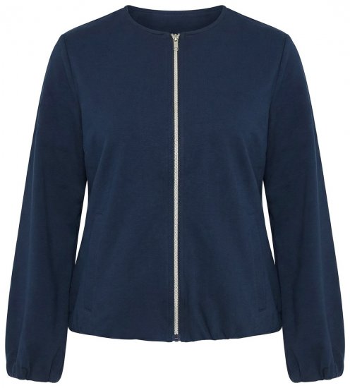 Ulla Popken 851040 Sweatjacke mit Reißverschluss Dunkelblau - Sweatshirts - Damen-Sweatshirts in großen Größen