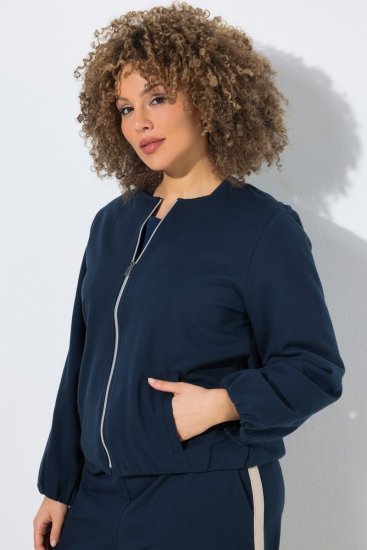 Ulla Popken 851040 Sweatjacke mit Reißverschluss Dunkelblau - Sweatshirts - Damen-Sweatshirts in großen Größen