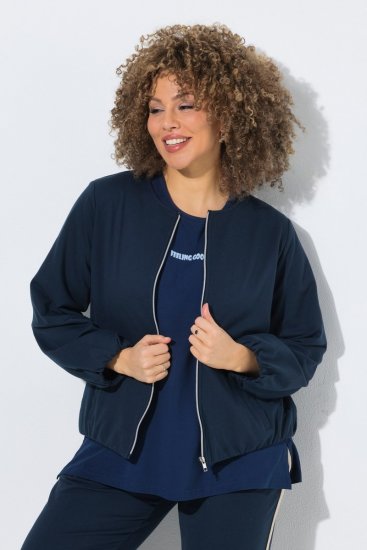 Ulla Popken 851040 Sweatjacke mit Reißverschluss Dunkelblau - Sweatshirts - Damen-Sweatshirts in großen Größen
