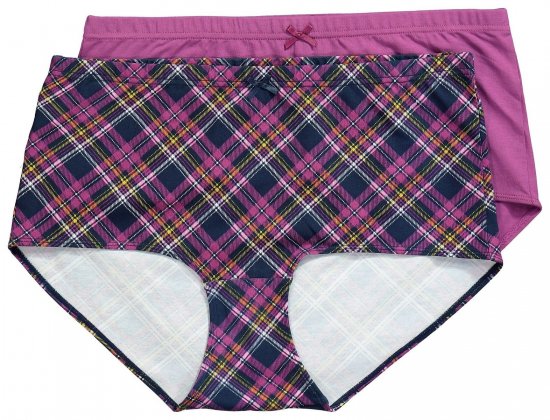 Ulla Popken 851071 Karierte Slips aus Bio-Baumwolle 2er-Pack Violett - Slips - 