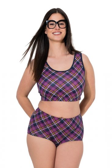 Ulla Popken 851071 Karierte Slips aus Bio-Baumwolle 2er-Pack Violett - Slips - 