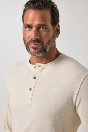 JP1880 851075 Langarm-Henleyshirt Sandgrau TALL - TALL T-shirts - T-Shirts Überlänge Herren