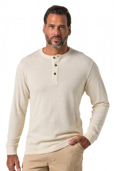 JP1880 851075 Langarm-Henleyshirt Sandgrau TALL - TALL T-shirts - T-Shirts Überlänge Herren