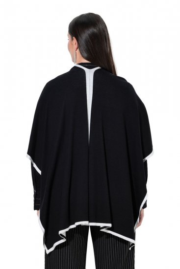 Ulla Popken 851127 Offener Strickponcho mit Strasskante Schwarz - Ponchos & Capes - 