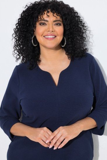 Ulla Popken 851220 Kleid mit 3/4-Ärmeln Dunkelblau - Kleider - Kleider für alle Größen