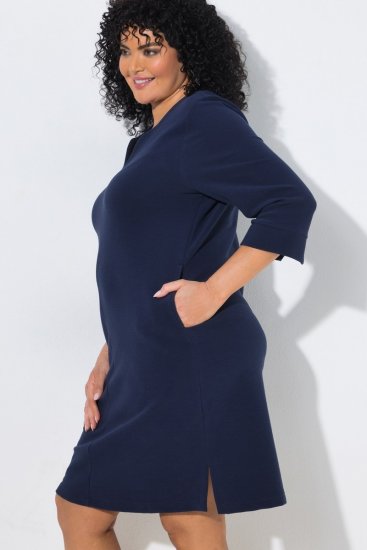 Ulla Popken 851220 Kleid mit 3/4-Ärmeln Dunkelblau - Kleider - Kleider für alle Größen
