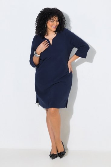 Ulla Popken 851220 Kleid mit 3/4-Ärmeln Dunkelblau - Kleider - Kleider für alle Größen