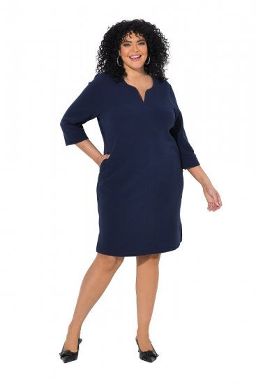 Ulla Popken 851220 Kleid mit 3/4-Ärmeln Dunkelblau - Kleider - Kleider für alle Größen