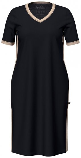 Ulla Popken 851237 Gestreiftes Nachthemd Schwarz - Nachthemden - 