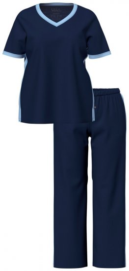 Ulla Popken 851245 Pyjama mit Streifen Dunkelblau - Pyjama/Loungewear - 