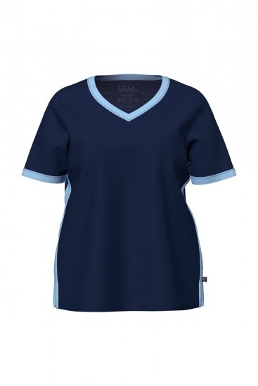Ulla Popken 851245 Pyjama mit Streifen Dunkelblau - Pyjama/Loungewear - 