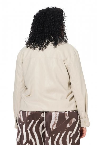 Ulla Popken 851329 Bikerjacke in Lederoptik mit Reißverschluss Taupe - Jacken - Damenjacken in großen Größen