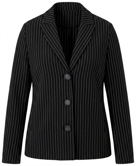 Ulla Popken 851341 Nadelstreifen-Blazer mit Stretch Schwarz - Blazer - Blazer in großen Größen für Damen