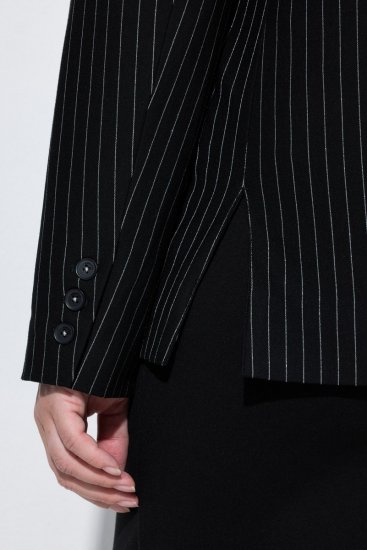 Ulla Popken 851341 Nadelstreifen-Blazer mit Stretch Schwarz - Blazer - Blazer in großen Größen für Damen