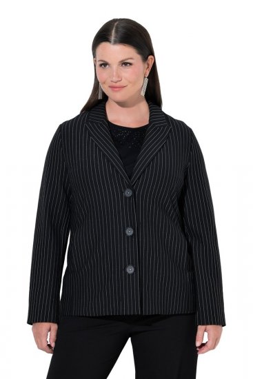 Ulla Popken 851341 Nadelstreifen-Blazer mit Stretch Schwarz - Blazer - Blazer in großen Größen für Damen