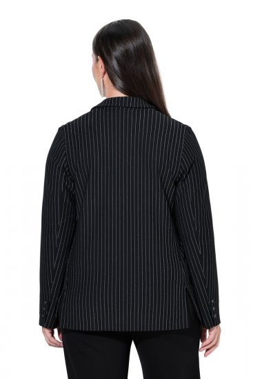 Ulla Popken 851341 Nadelstreifen-Blazer mit Stretch Schwarz - Blazer - Blazer in großen Größen für Damen