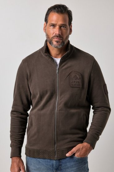 JP1880 851387 Sweatjacke mit Reißverschluss Haselnuss TALL - TALL sweatshirts - TALL Sweatshirts für große Männer