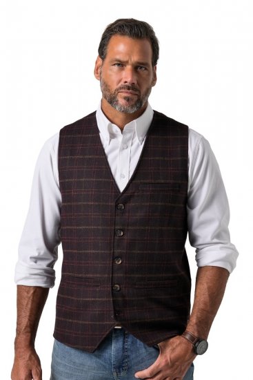 JP1880 851393 Karierte Tweedweste Weinrot - Herrenanzüge und -blazer - Herrenanzüge und -blazer in großen Größen