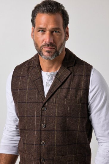 JP1880 851395 Karierte Tweedweste mit Stretch Dunkelbraun - Herrenanzüge und -blazer - Herrenanzüge und -blazer in großen Größen