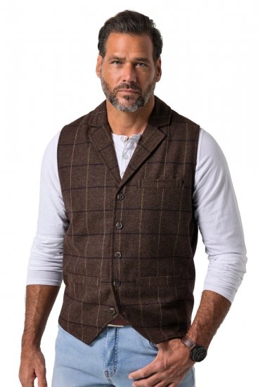 JP1880 851395 Karierte Tweedweste mit Stretch Dunkelbraun - Herrenanzüge und -blazer - Herrenanzüge und -blazer in großen Größen