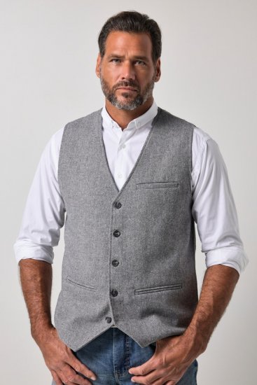 JP1880 851399 Weste aus Wollmischung mit Strickrücken Hellgrau - Herrenanzüge und -blazer - Herrenanzüge und -blazer in großen Größen