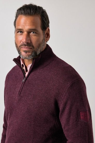 JP1880 851428 Strickpullover mit Troyer-Reißverschluss Pflaume TALL - TALL sweatshirts - TALL Sweatshirts für große Männer