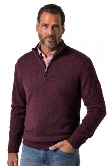 JP1880 851428 Strickpullover mit Troyer-Reißverschluss Pflaume TALL - TALL sweatshirts - TALL Sweatshirts für große Männer