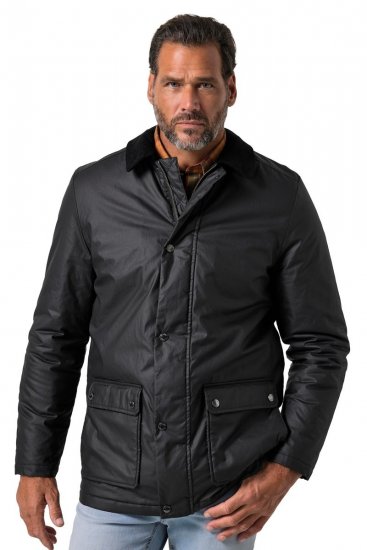 JP1880 851493 Gewachste Jacke mit Cordkragen Schwarz - Herren jacken - Herren Jacken in großen Größen