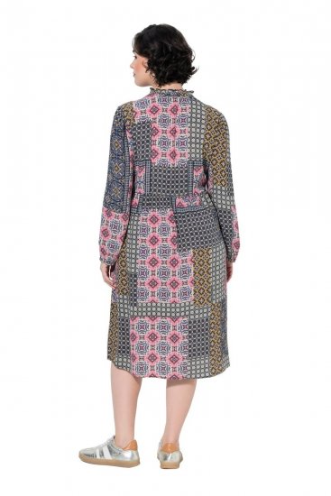 Ulla Popken 851546 Gemustertes Midikleid Senfgelb - Midikleider - Midikleider für Damen in großen Größen