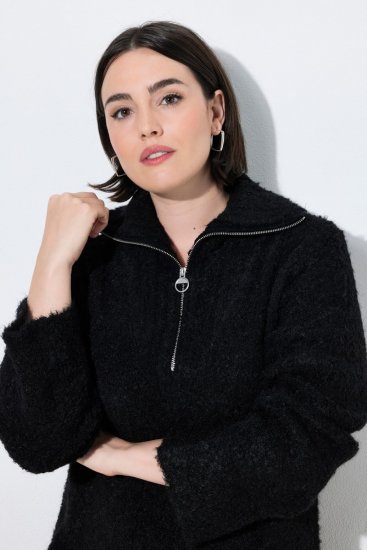 Ulla Popken 851563 Langärmliges Strickkleid mit Rollkragen Schwarz - Kleider - Kleider für alle Größen