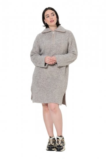Ulla Popken 851563 Langärmliges Strickkleid Beige - Kleider - Kleider für alle Größen
