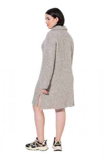 Ulla Popken 851563 Langärmliges Strickkleid Beige - Kleider - Kleider für alle Größen