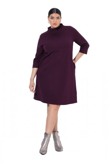 Ulla Popken 851664 Jerseykleid mit Rollkragen Pflaume - Kleider - Kleider für alle Größen