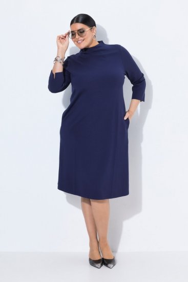 Ulla Popken 851664 Jerseykleid in A-Linie mit Taschen Dunkelblau - Kleider - Kleider für alle Größen