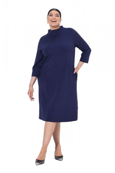 Ulla Popken 851664 Jerseykleid in A-Linie mit Taschen Dunkelblau - Kleider - Kleider für alle Größen