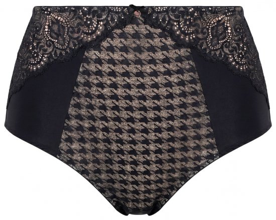 Ulla Popken 851700 Karierte Slips mit hoher Taille und Spitze Schwarz - Slips - 