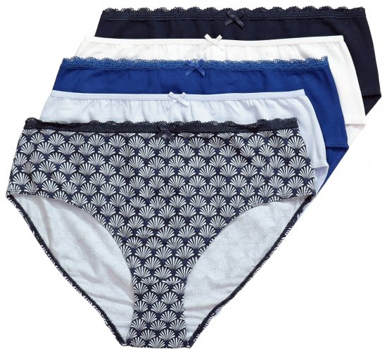 Ulla Popken 851730 Gemusterte Slips 5er-Pack Hellblau - Slips - 