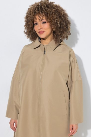 Ulla Popken 851764 Oversize-Mantel mit abnehmbarer Kapuze Sand - Mäntel - Damenmäntel in großen Größen