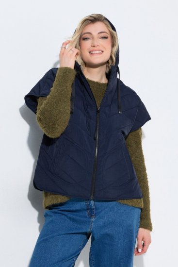 Ulla Popken 851785 Oversize-Steppweste mit Kapuze Dunkelblau - Westen - 