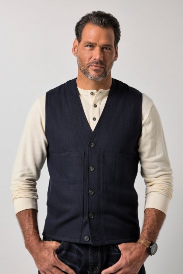 JP1880 851800 Tweedweste im Fischgrätmuster Dunkelblau - Herrenanzüge und -blazer - Herrenanzüge und -blazer in großen Größen