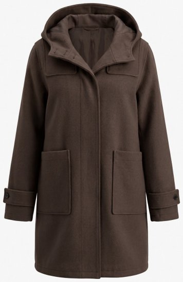 Ulla Popken 851803 Dufflecoat Dunkelbraun - Mäntel - Damenmäntel in großen Größen