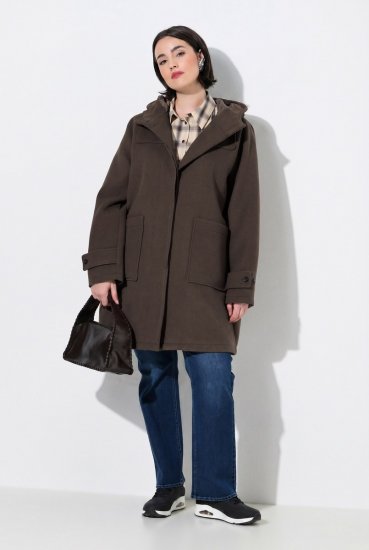 Ulla Popken 851803 Dufflecoat Dunkelbraun - Mäntel - Damenmäntel in großen Größen