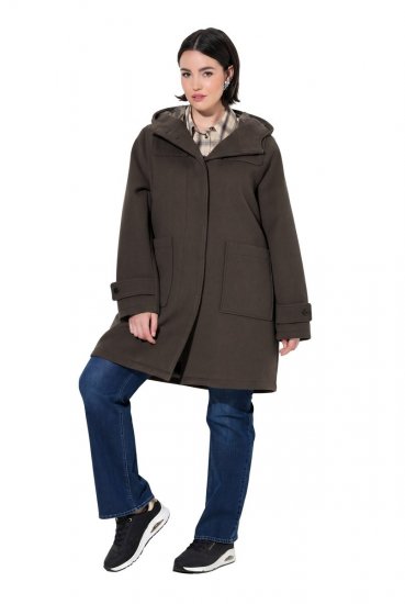 Ulla Popken 851803 Dufflecoat Dunkelbraun - Mäntel - Damenmäntel in großen Größen