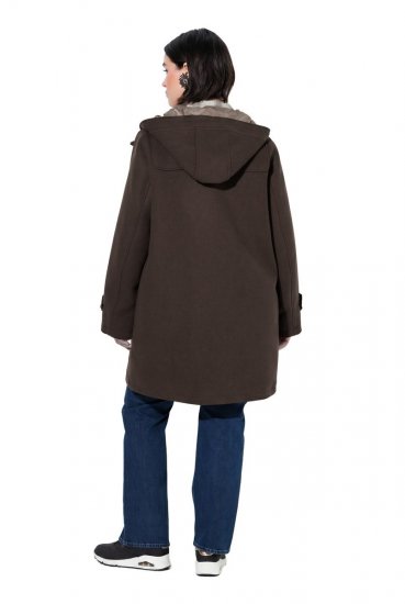Ulla Popken 851803 Dufflecoat Dunkelbraun - Mäntel - Damenmäntel in großen Größen