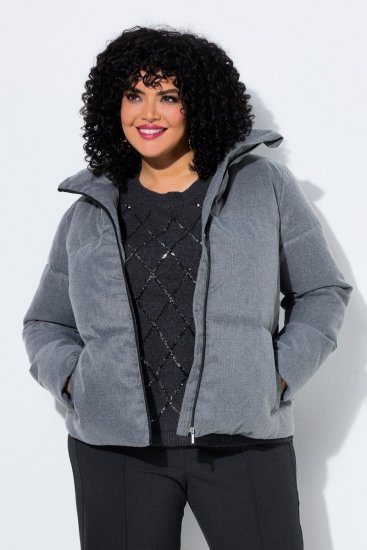 Ulla Popken 851854 Steppjacke Grau meliert - Jacken - Damenjacken in großen Größen