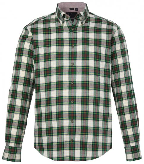 JP1880 851877 Kariertes Langarm-Flanellhemd Dunkelgrün TALL - TALL hemden - TALL Hemden mit Extralänge