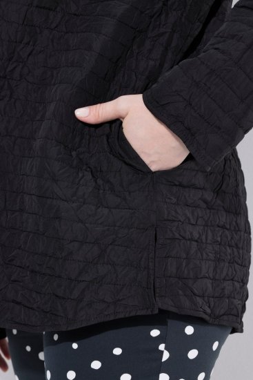 Ulla Popken 852076 Stepp-Crêpejacke mit Stehkragen Schwarz - Jacken - Damenjacken in großen Größen