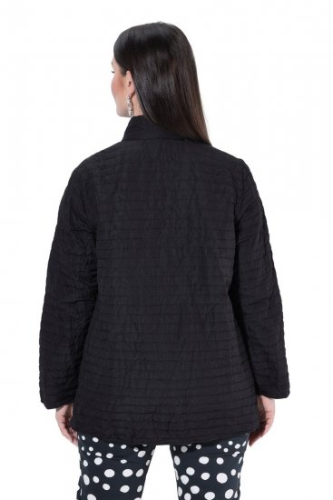 Ulla Popken 852076 Stepp-Crêpejacke mit Stehkragen Schwarz - Jacken - Damenjacken in großen Größen